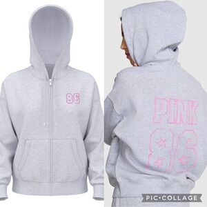 PINK Victoria's Secret Light Gray Hoodie with Pink Logo